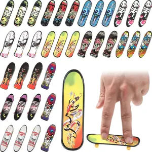 36 Pieces Mini Finger Skateboard Toy with Double Sided Pattern Creative Fingertip Movement Toys for Classroom Prizes Birthday Goodie Bag Stuffers