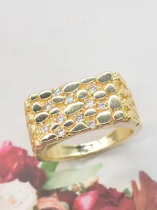 Men's Punk Style Geometric Texture Copper Ring, Fashion Rings, Zircon Inlay Design, Vintage Metal Look, Perfect for Parties, Valentine's Day, Christmas, Birthday Gifts