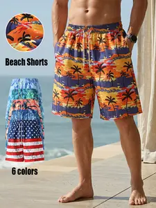 Men’s summer casual swim shorts featuring outdoor-style patterns, a drawstring waist, and comfortable, breathable fabric—the perfect choice for beach and pool relaxation.