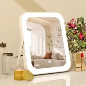 8"x10" Lighted Vanity Mirror, Makeup Mirror with Light, Dimmable Touch Screen, Portable Travel Mirror with U-Shaped Bracket,  Mirror with Lights for Makeup Desk & Dressing Room