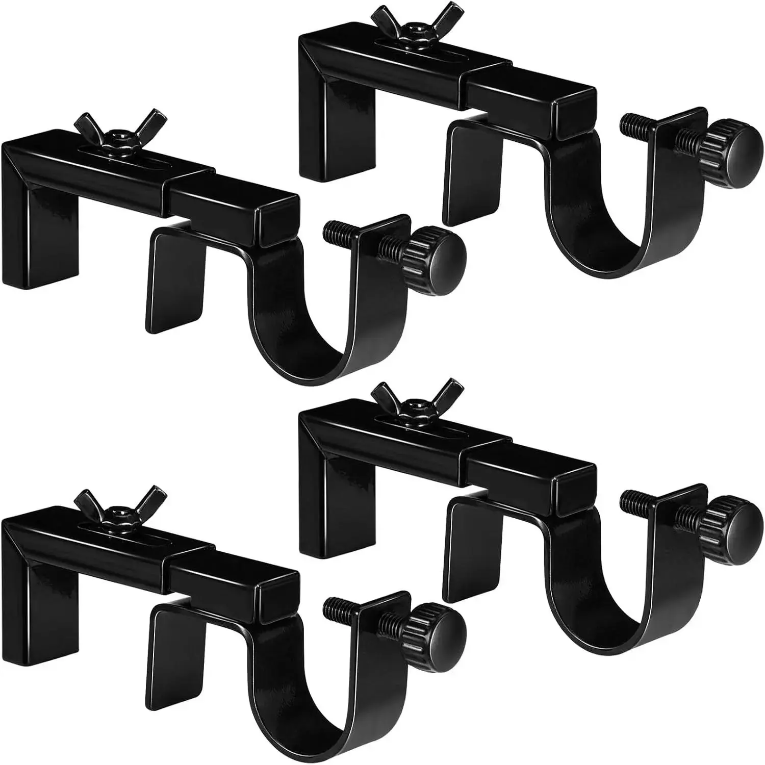 4 Pack Adjustable Curtain Rod Bracket Attachment for Outside Mounted Blinds, Fits 1.3 - 2 inches Wide Track, No Drill Curtain Rod Holder for Externally Mounted Blinds Drapery Rods