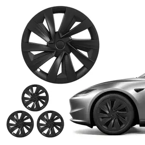 【DealsForYouDays】VEVOR 19-Inch ABS Hubcaps for 2025 Tesla Model Y, Set of 4 OEM-Style Snap-On 10-Spoke Matte Black R19 Replacements with Sturdy & Long-Lasting Build, Full-Cover Design, Secure Fit