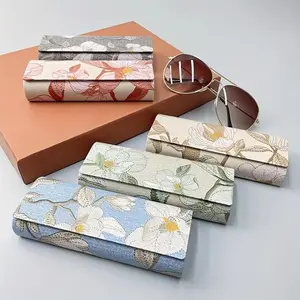 Floral Embroidered Glasses Case for Women Men, Magnetic Closure Sunglasses Storage Box, Stylish Eyeglass Organizer Holder for Home, Office, School, Travel & Daily Use summerwins