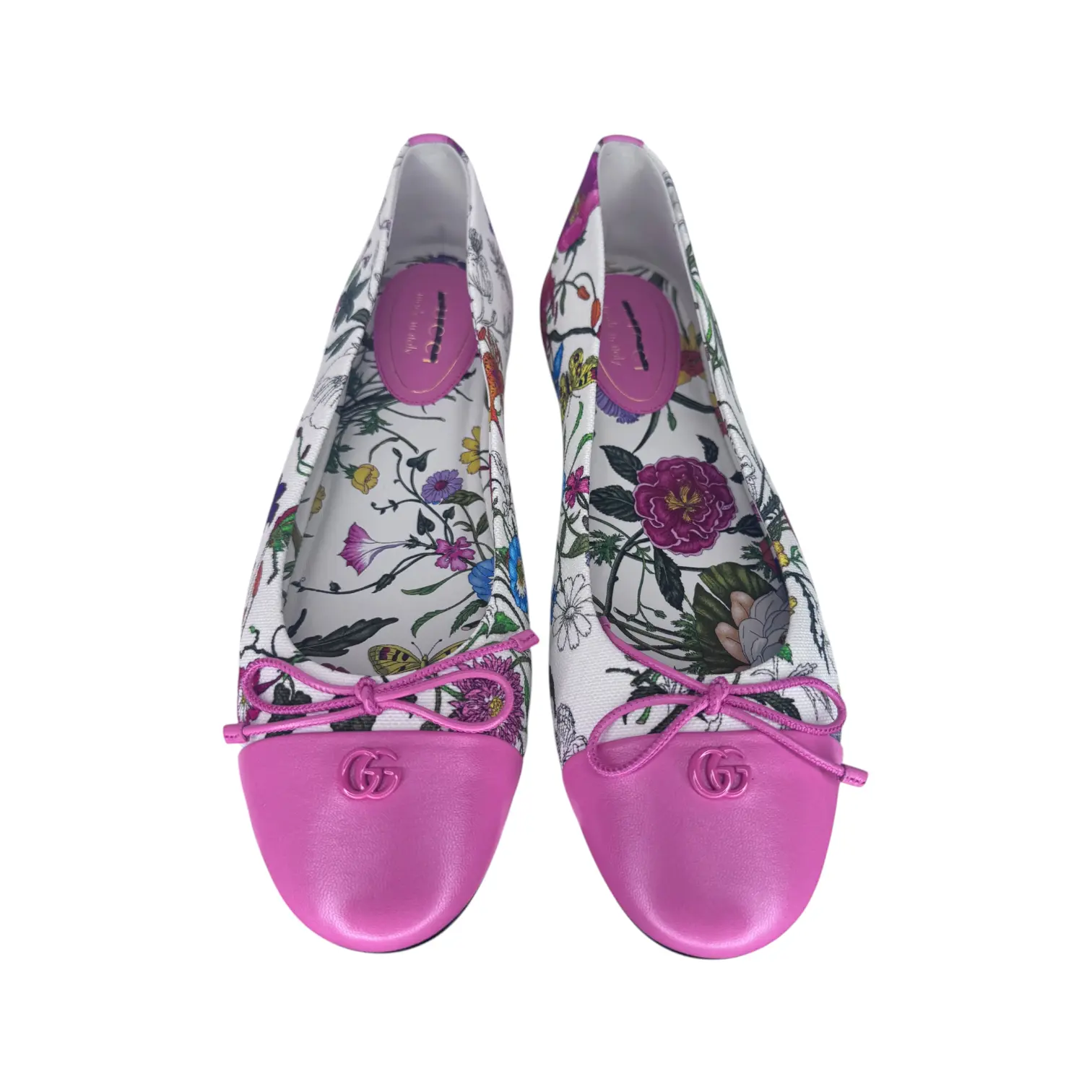Gucci Flora Print Ballet Flat Leather and Canvas