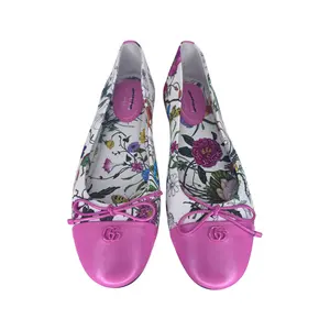 Gucci Flora Print Ballet Flat Leather and Canvas