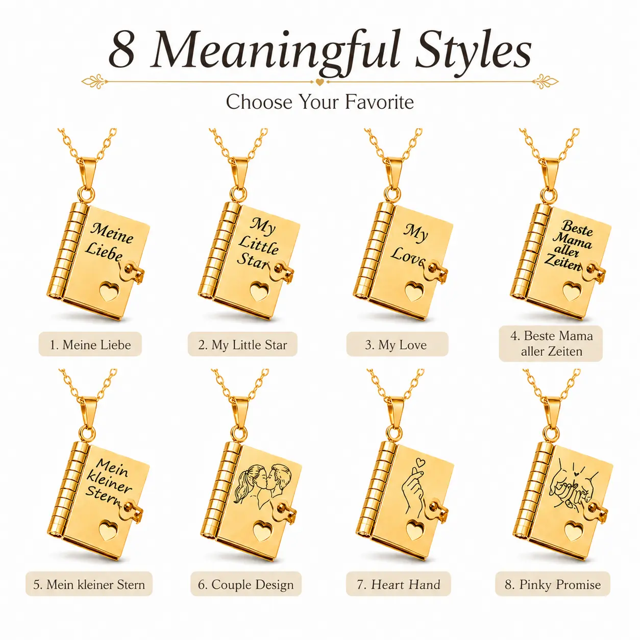Book pendant choker necklace, trendy engraved necklace, perfect birthday or graduation gift, available in various styles, unique for commuting, meaningful