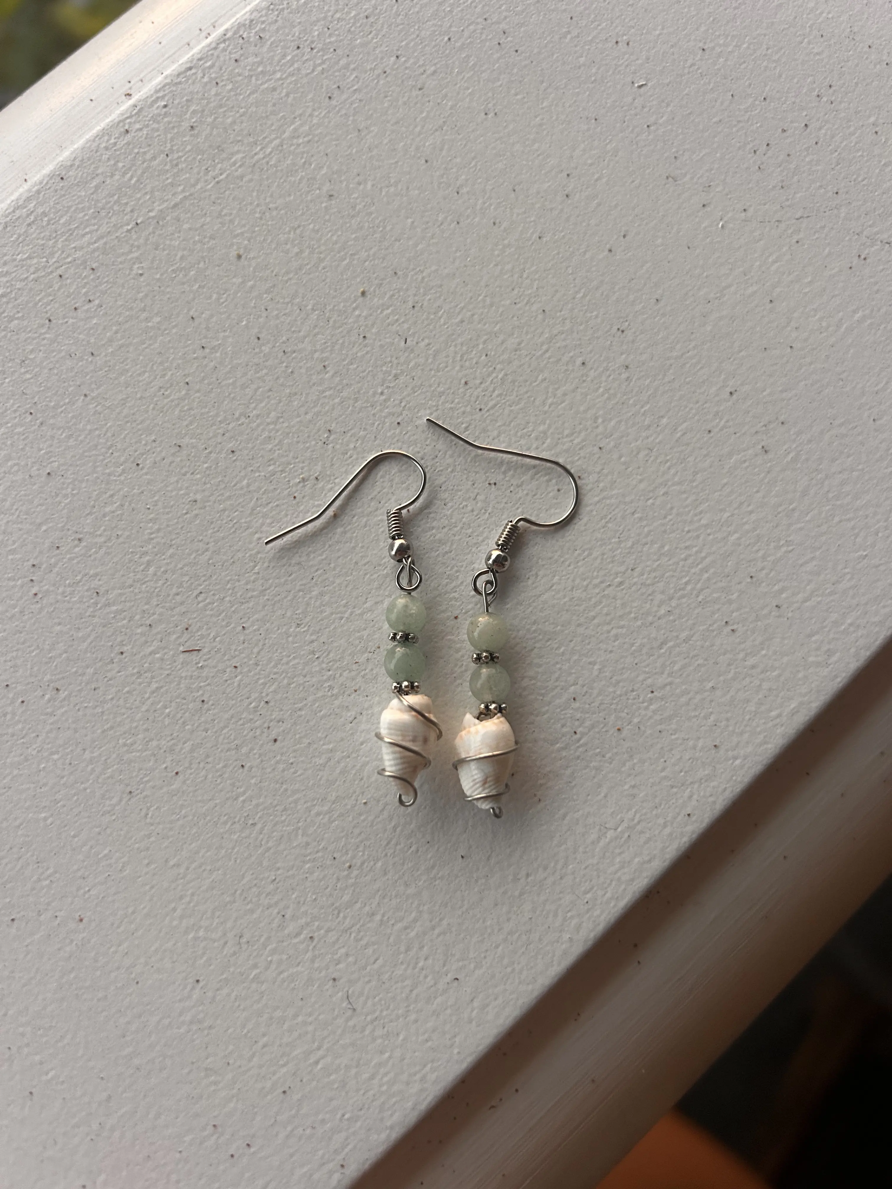 Handmade Beaded Shell Earrings
