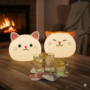 Cute Cartoon Silicone Coaster Set - Non-Slip Heat Resistant Table Mat for Coffee Mug, Glass, Bowl, Decor, Kitchen Accessories, Waterproof and Dishwasher Safe