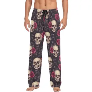 Mens Pajama Pants Skull Rose Men's Pajama Bottoms Sleep Lounge Pj Pants for Men Drawstring Pockets S-XXL Loungewear Menswear Elastic Waistband Modal Polyester