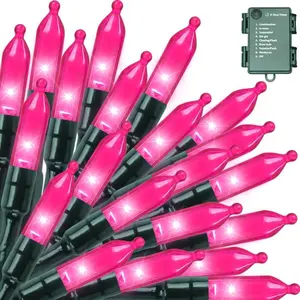 50 LED Valentine's Day String Lights, 16 FT Pink Mini String Light with 9 Modes & 6 Hour Timer, Waterproof Battery Operated for Indoor Outdoor Patio Garden Party Tree Valentine's Day Dec