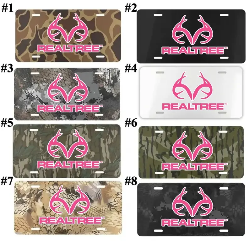 [Pink Realtree, Antler Logo, Camouflage, Hunting & Outdoors Vibe] Pink Realtree Antler Logo Camouflage Aluminum License Plate, 12x6 Front Car Tag, Hunting Outdoors Vehicle Vanity Decor