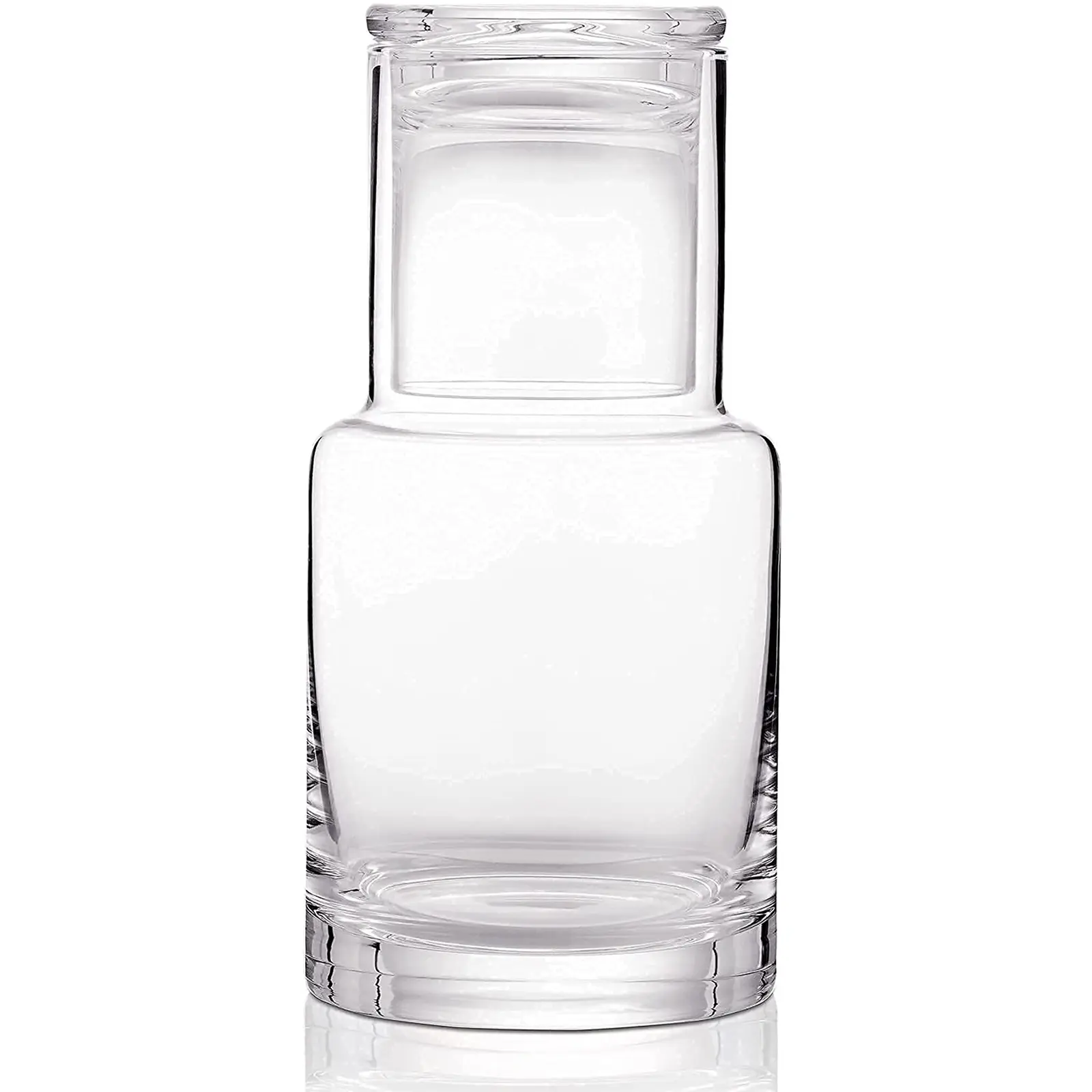 Bedside Carafe and Glass Set, Use Tumbler as Lid Night Water Carafe for Nightstand, Mouthwash Dispenser Pitcher with Glass Cup for Keeps Water Clean in Bedroom, Bathroom, or Kitchen