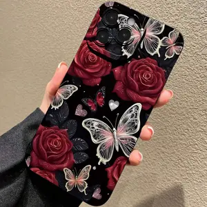 Rose Flower Butterfly Phone Case, Compatible with iPhone 11/12/13/14/15/16 Series, Stylish Protective Cover for iPhone Models