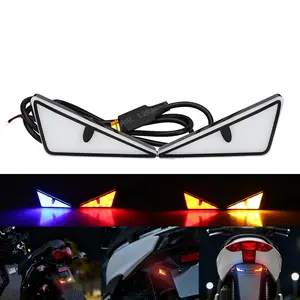 Triangular LED License Plate Lights, Devil Hawk Eye Neon Decor, 2pcs 12V, Multi-Color, Fun and Cool, Motorcycle/car Decoration