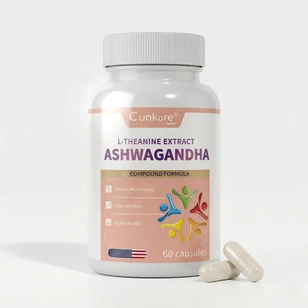Cunkore Ashwagandha for Stress Relief, L-Theanine for Mental Clarity, GABA for Calm Nerves, Magnesium Glycinate for Sleep Support, 5-HTP for Mood Balance, 60 Capsules, Vegan, Plant Based, Non-GMO, Gluten-Free