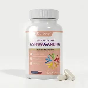 Cunkore Ashwagandha for Stress Relief, L-Theanine for Mental Clarity, GABA for Calm Nerves, Magnesium Glycinate for Sleep Support, 5-HTP for Mood Balance, 60 Capsules, Vegan, Plant Based, Non-GMO, Gluten-Free