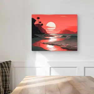 212 MAIN Blood Sun Black Metal Print Wall Art - 16x20 in. Aluminium Lighted Gothic Landscape Artwork for Home, Room Decor