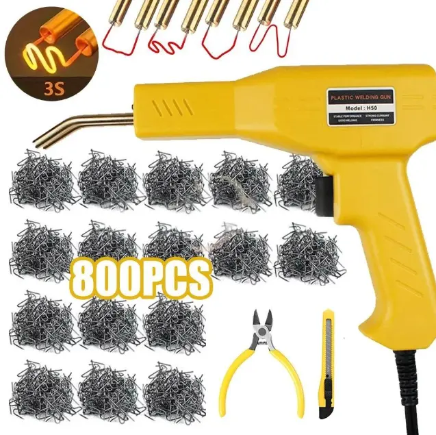 800PCS ABS Auto Car Plastic Welding Repair Tool Kit, Handheld Portable AC Welder with 0.5A Input 3V Output Quick Operation for Bumper Dashboard Fixes - Car Body Repair, Friendly Customer Service Included