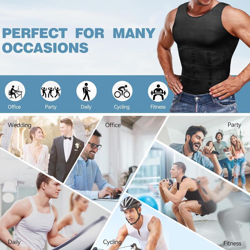3/2/1 PACK Mens Body Shaper Tummy Vest Compression Shirts Menswear Male Compression Shirt Tank Top Shapewear Workout Tighten Abdomen Undershirt Athletic Compression Under Base Layer Sport Tank Top