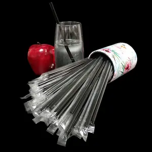 50 Pack Individually Wrapped Black Disposable Drinking Straws, for Coffee Shops Milk Tea Shops Cold Beverages Home Use, Daily Party Restaurant Supplies