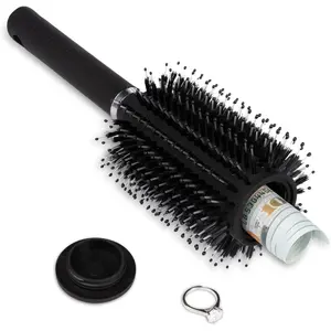 Secret Safe Hair Brush Can, Hidden Storage for Money Jewelry Valuables, Secret Storage Box with Large Hidden Compartment for Travel or Home Use - Black