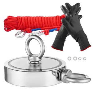 VEVOR Magnet Fishing Kit, 2000 LBS/907 Kg Double-Sided Pulling Force Strong Magnet Fishing Kit, Rare Earth Neodymium Magnetic Fishing Kit Includes Grappling Hook, Heavy Duty Rope, Gloves and EyeboltSummervibes