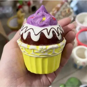 Cartoon 3D Relief Colorful Handdrawn Ceramics Tank Jar Tin Cake Teapot Storage Tank Tableware Kitchen Household Dinnerware