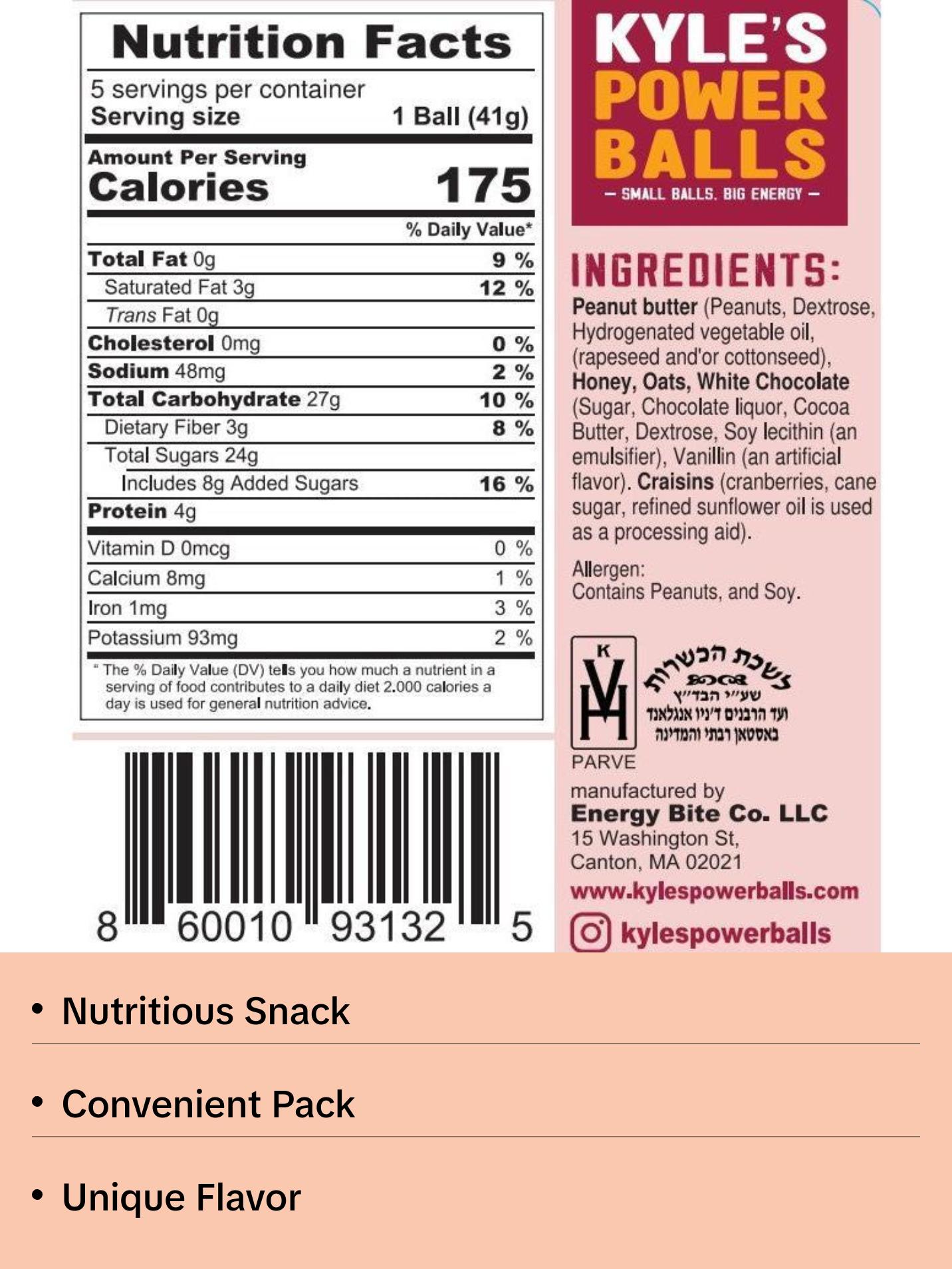 Kyle's Power Balls (White Chocolate Cranberry)