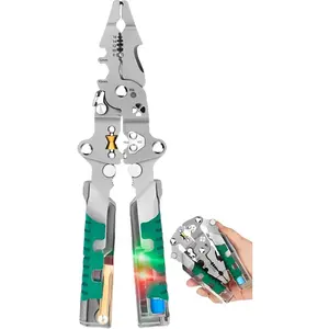 Wire Stripper Tool with Crimper, 18-in-1 Electrician Pliers with Voltage Tester (12V-220V), Strips 16-8 AWG Wires for DIY, Home Maintenance, Automotive and Repairs