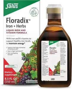 BIG SALE 2026!!! Floradix Iron & Herbs - Liquid Herbal Supplement for Energy Support - Iron Supplement with Vitamin C & Vitamin B Complex - Ferrous Gluconate Iron - for Men & Women - 8.5 fl oz