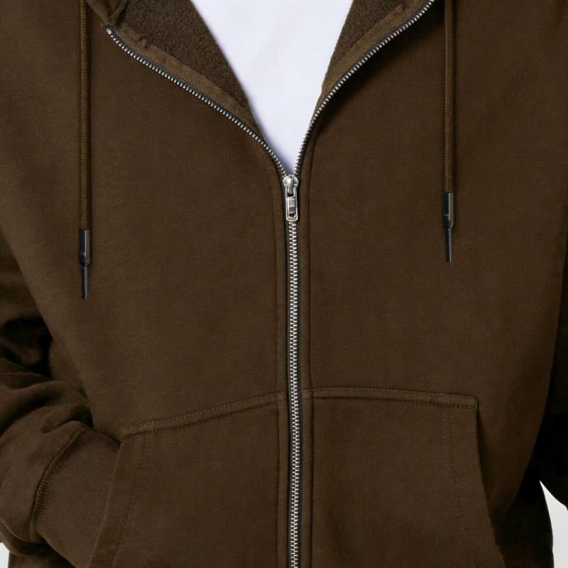 MEN Street Life Men's Vintage Washed Loose Metal Zipper Sweatshirt Hoodie (Reinforced Collar, Hem And Shoulder Seams To Prevent Deformation), School