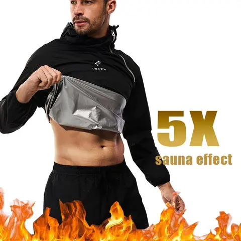 JEVPE Unisex Sauna Suit Sportswear - Jacket and Pants for Fitness Training S-5XL