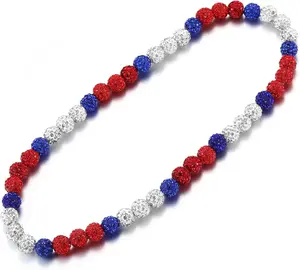 Bling Baseball Beaded Necklace 1 Piece Rhinestone Discoball Drip Chain Stylish Jewelry Gift for Men Boythletes