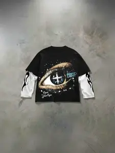 Trendy Short Sleeve & Patchwork Long Sleeve Tee Set, Street Style Fashion, Unique Layered Design, Perfect for Trendsetters