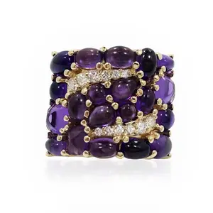 Amethyst & Diamond Ring – 18k Yellow Gold