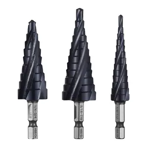 Step Drill Bit Set, Step Drill Bits 1/8 to 7/8 Inch, 3 Pieces, High Speed Steel HSS, Uncoated Metalworking Drill Bits For Wood Plastic Metal, Precision Ground, Self-Starting, Deburring, Ideal For DIY And Professional Use