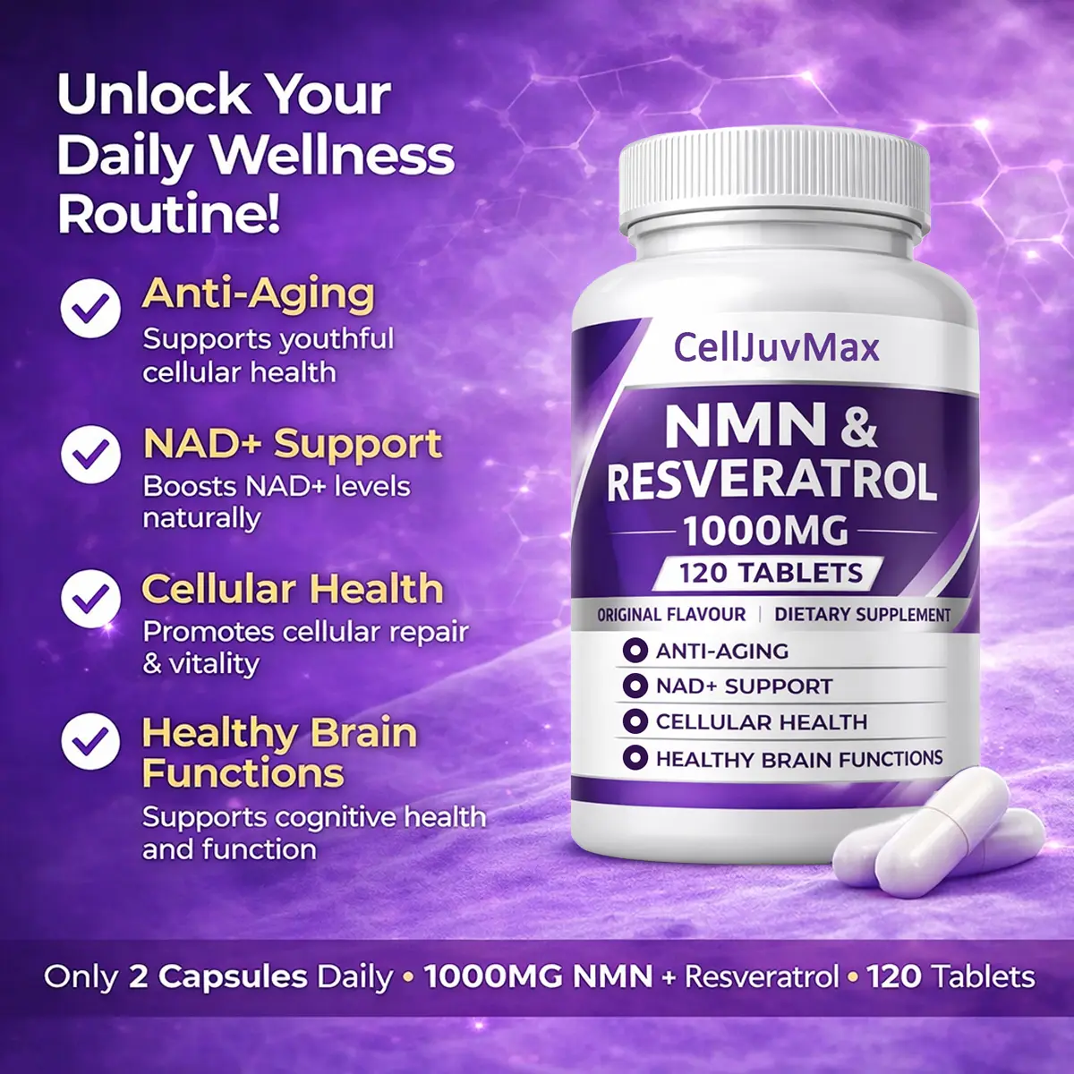 【オマケつき】　2セット、NMN10000 NMN Longevity Matrix (60 Veggie Caps) - Benevolent Nourishment