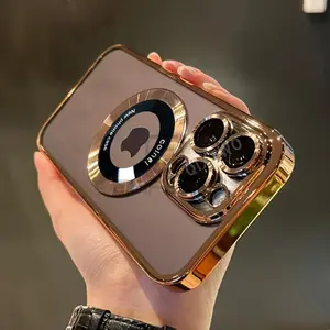 CAFELE Electroplated Transparent Magnetic Phone Case Compatible with Wireless Charging for iPhone 17 16 15 14 13 Series Shockproof TPU Protective Cover with Camera Lens Protection Compatible with Pro Max Plus,US Local Fast Shipping