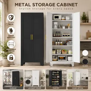 47"–75" Metal Storage Cabinet  Freestanding Organizer with Adjustable Shelves | Fits Kitchen, Pantry, Office & Any Room bedroom furniture organization