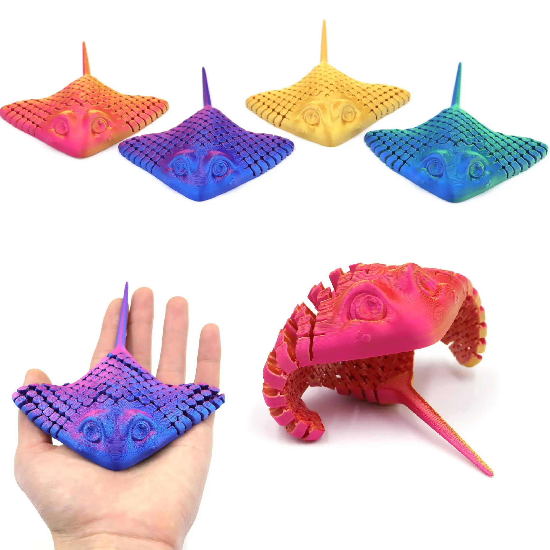 3D Printed Manta Ray Ocean Animal Figurine, Creative Gift for Marine Life Lovers, Unique Handmade Decorative Artwork, Figure Decor, Articulated Fidget Figurines, Articulating Animal Figurines