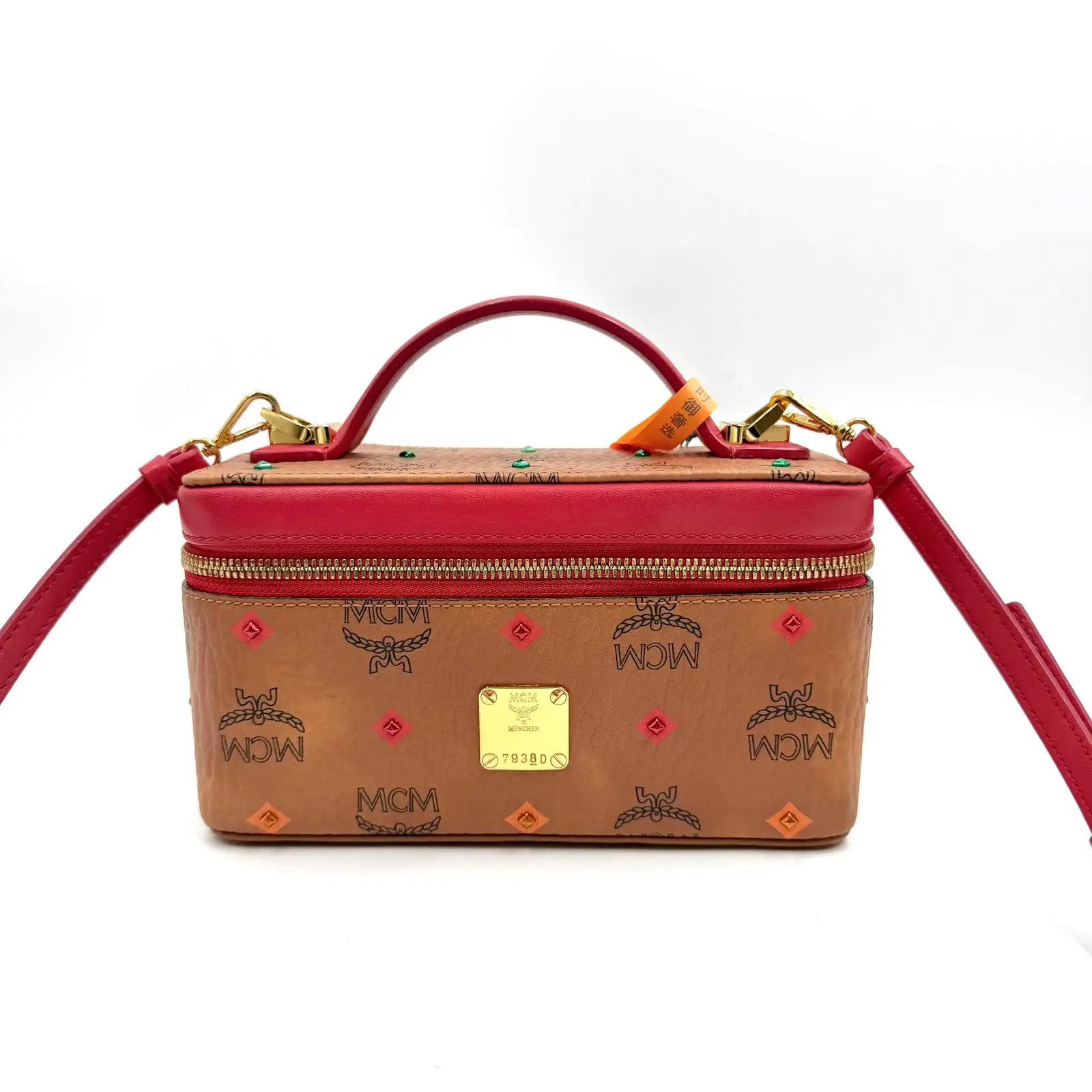 Pre-owned MCM AS SHOWN Clutches & Wristlets HZ 4811 Visetos Print Leather Trim Vanity Case Handbag 26.05.30
