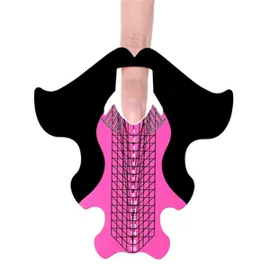 100Pcs/Pack Nail Forms Extension Tips Guide Extension French DIY Tool Fish Acrylic UV Gel Nail Art Tools Builder Sticker Sculpting (Pink)