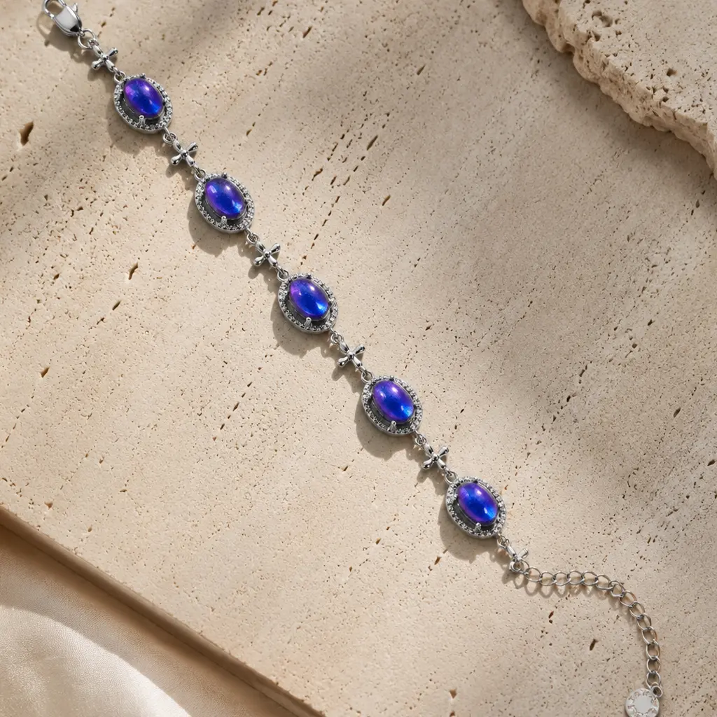 Aurora Purple 6A Cubic Zirconia Bracelet, Color-Shift Glow, Eye-Catching Icy Sparkle