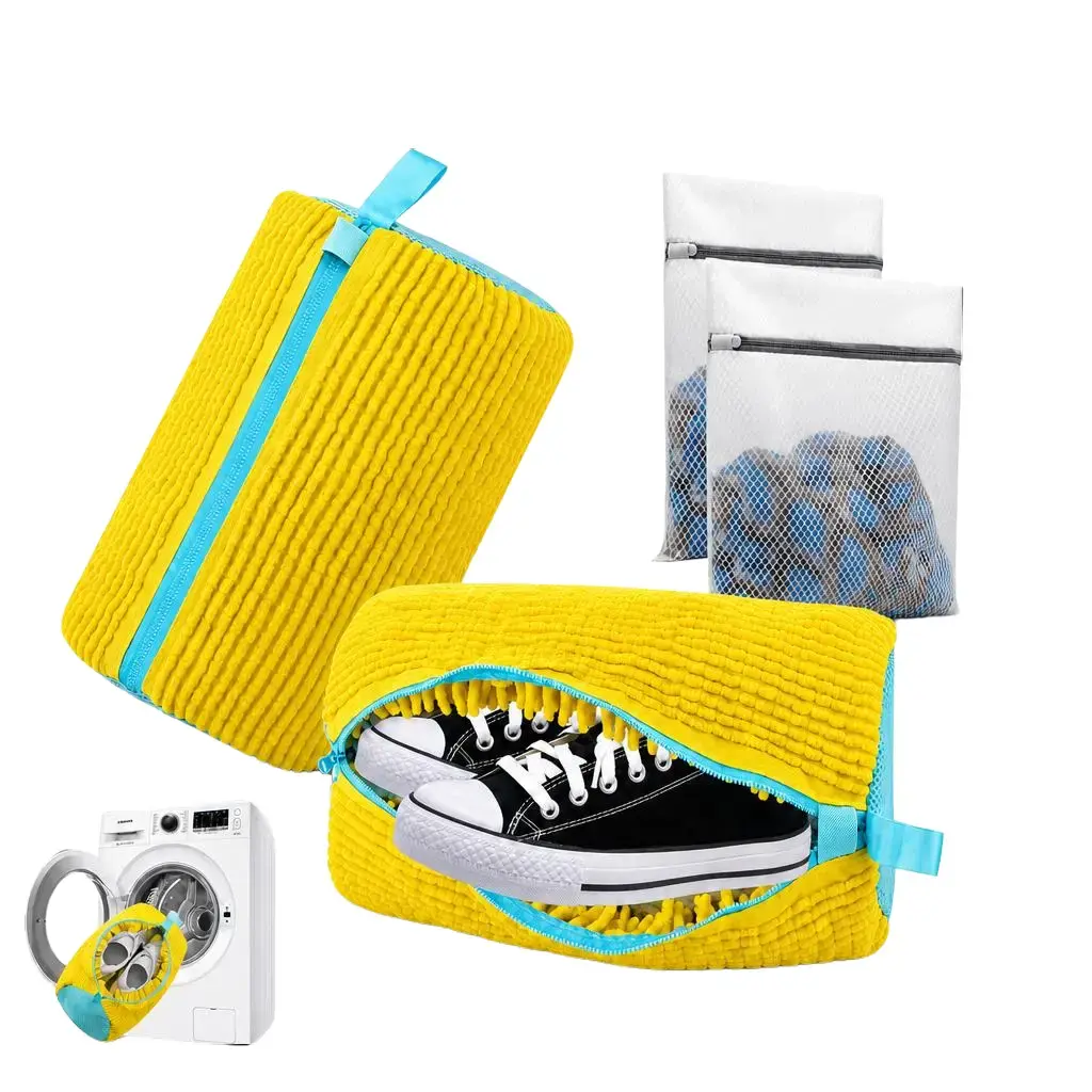 2-pack + free laundry bag Laundry Shoe Washing Bag for Washing Machine - Protect Your Footwear during the Wash Accessories shoe washing,Mesh Accessory mesh laundry Grey