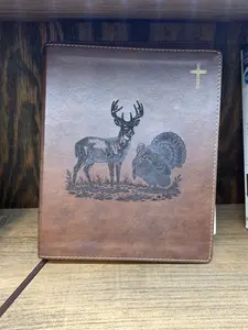 Personalized Deer and Turkey Hunter Bible Engraved Leather Bible Whitetail Buck and Turkey Scene Hunting Gift for Him Christian Hunter