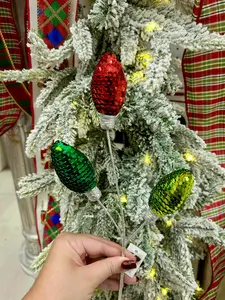 11 Inch Red Emerald Green And Lime Green Styrofoam Sequin Light Bulb Pick