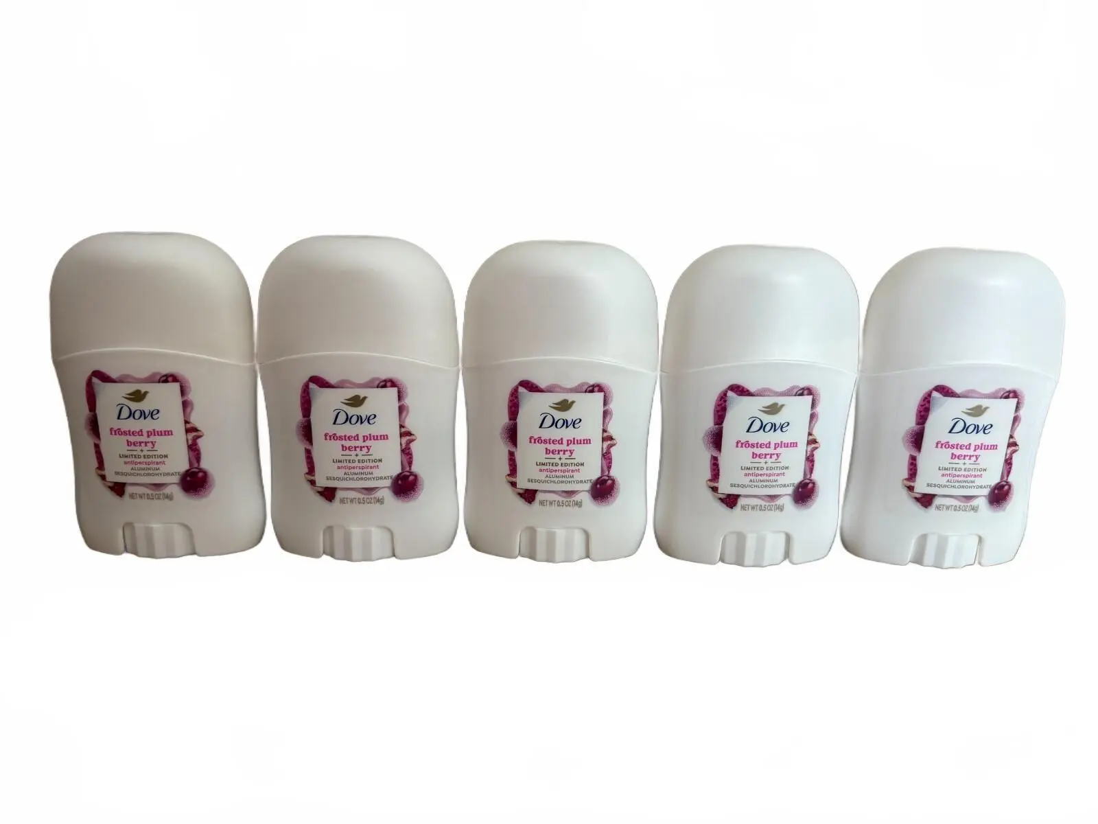 Lot of 5 Dove Frosted Plum Berry Antiperspirant Deodorant 0.5 oz Limited NEW