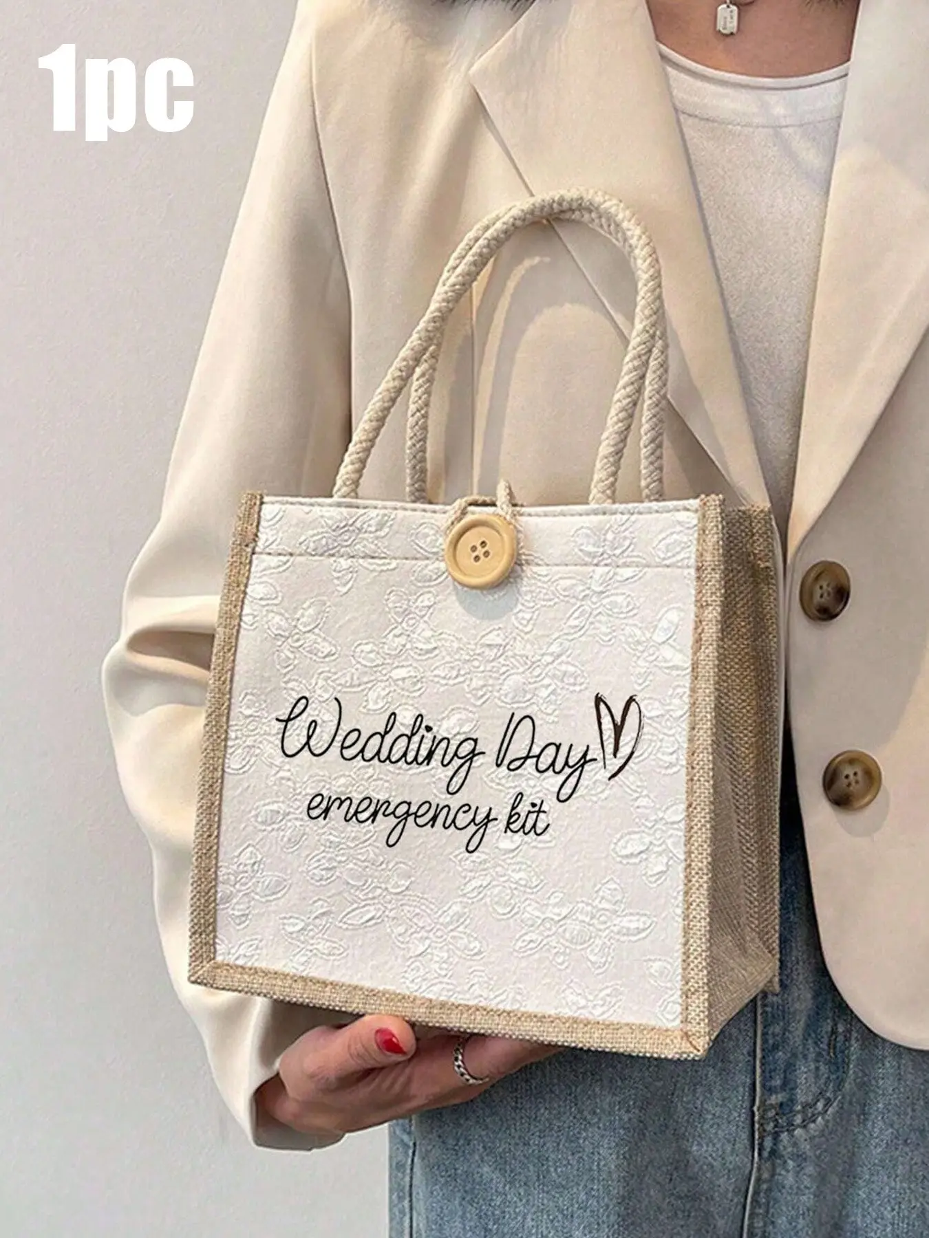 Bride Wedding Emergency Kit, Customizable Polyester Makeup Bag, Travel Cosmetic Bag, Cosmetic Pouch, Lightweight Zippered Organizer, Cosmetics Organizer, Fade-Resistant, Foldable, Folding, Travel Case