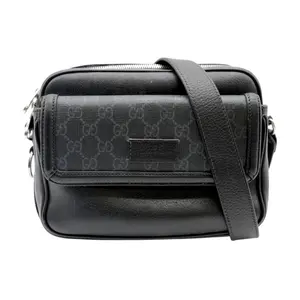 Pre-owned GUCCI Canvas Crossbody Bags GG Supreme Crossbody Messenger Bag In Black