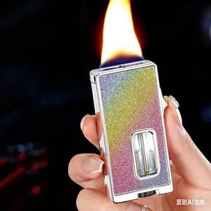 New Wide Flame Flick Lighter, Rainbow Diamond Shiny Look, Ideal Gift for Her (Butane-Free)
